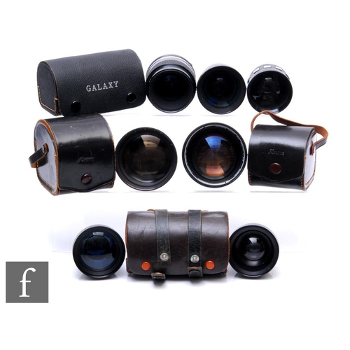 886 - A collection of various Nikon, Kowa and Canon lenses, to include Kowa, a set of wide angle and Aux t... 