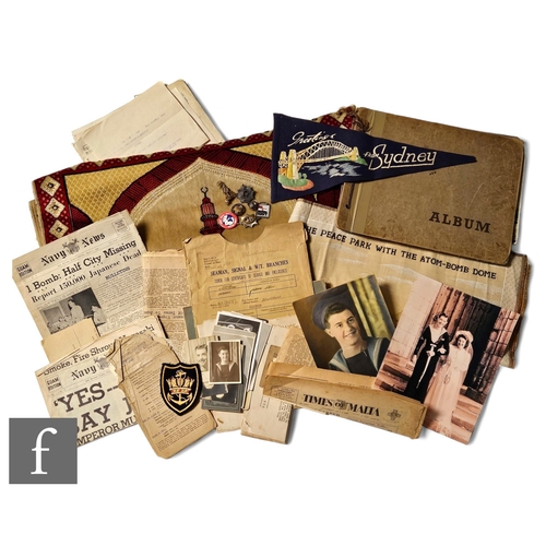 755 - A collection World War Two ephemera relating to able seaman William C Morgan stationed on the ship T... 