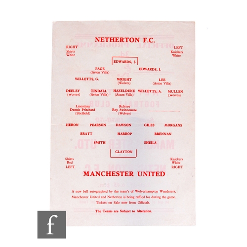 766 - A Manchester United v Netherton FC football program for the season 1958-59.