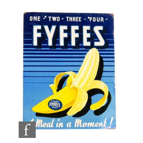 772 - A small early cardboard advertising sign for 'FYFFES' bananas, 'A meal in a moment', 29.5cm x 23cm.