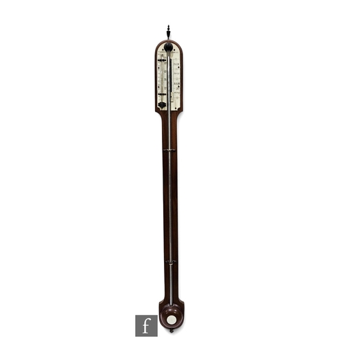 871 - A 20th Century George III style mahogany stick barometer by Cameron Liverpool, damages, height 34cm.