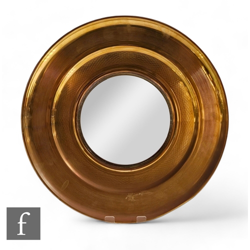 240 - A 20th Century brass circular convex wall mirror, width 36.5cm.