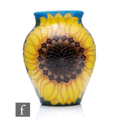 211 - A late 20th Century Dennis China Works vase of shouldered ovoid form, decorated in the Sunflower pat... 