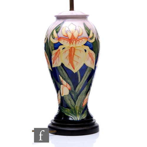 213 - A large Moorcroft Pottery table lamp of baluster form, decorated in the Windrush pattern of yellow f... 