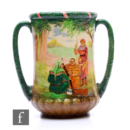 274 - A 1930s Royal Doulton two handled loving cup titled 'Robin Hood and his band of Merry Men in Sherwoo... 