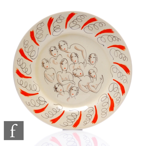 283 - A Clarice Cliff circular plate circa 1934, designed by Laura Knight and manufactured for the Harrods... 