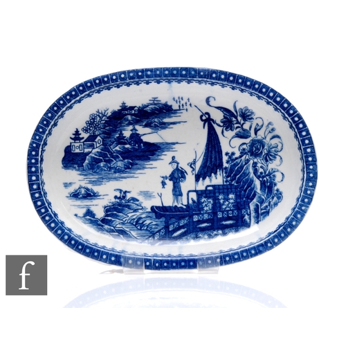 141 - An 18th Century Caughley porcelain dish circa 1775, of shallow oval section with flat rim, decorated... 