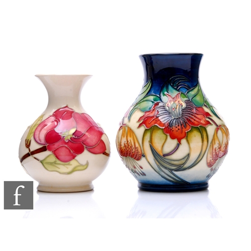 214 - A later 20th Century Moorcroft Pottery vase of shouldered ovoid form with drawn collar neck, decorat... 