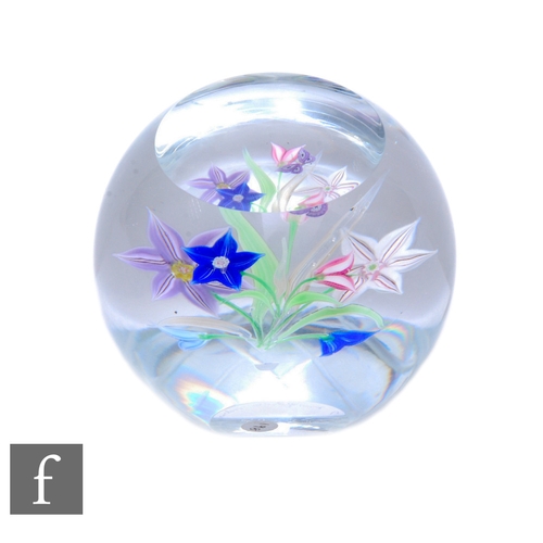 603 - A later 20th Century Allan Scott for Whitefriars glass paperweight, decorated in the Summer Garden p... 