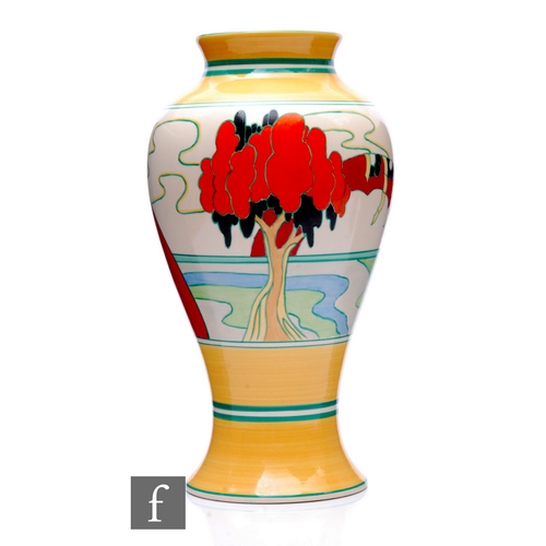 63 - A large later 20th Century Wedgwood Clarice Cliff reproduction Mei Ping vase in the Solitude pattern... 