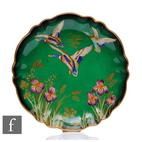 95 - A 1930s Carlton Ware shape 2037 fluted bowl of shallow circular form, decorated in the Mallards patt... 