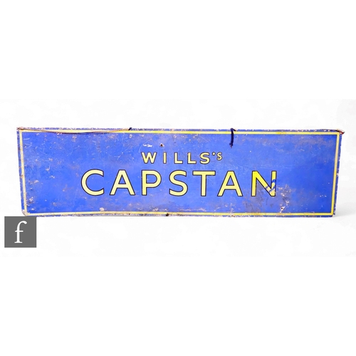 132 - An aluminium sign for 'Will's Capstan', white on a pale blue background, 43cm x 152cm.