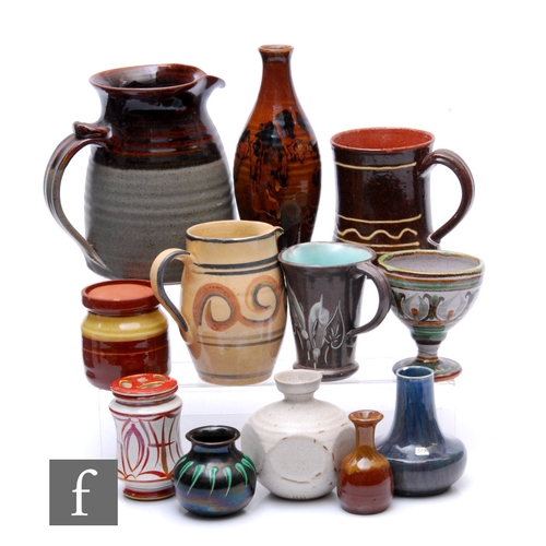 300 - A small assorted collection of 20th Century studio ceramics to include vases, tankards and jugs with... 