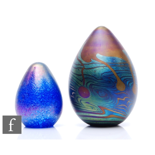 646 - A contemporary John Ditchfield for Glasform glass paperweight, of egg form, decorated to the surface... 