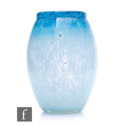 390 - A 20th Century Monart glass vase, of ovoid form with short collar neck, decorated in a graduated mot... 