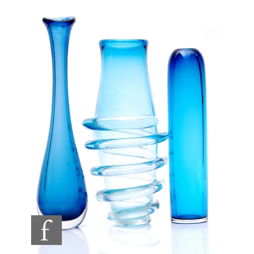 539 - A contemporary studio glass vase by Carin von Drehle, of ovoid form, with an applied clear crystal s... 