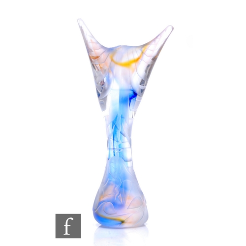 566 - A later 20th Century Cathiness glass figure from the Ariel Series, of abstract pulled form internall... 