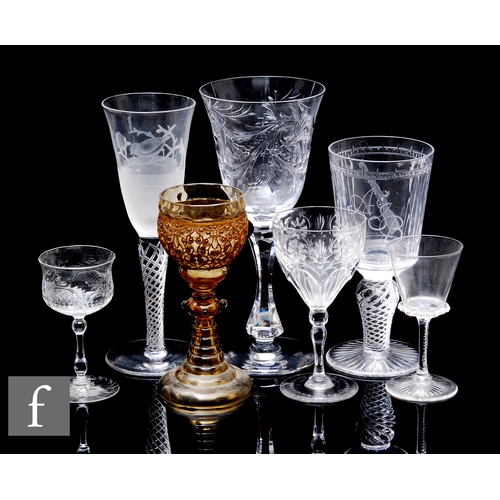 497 - A collection of assorted drinking glasses, to include Thomas Webb and Sons, to include a polished in... 