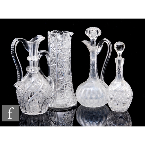 535 - A collection of assorted 19th Century Stourbridge clear cut crystal to include a large water jug of ... 