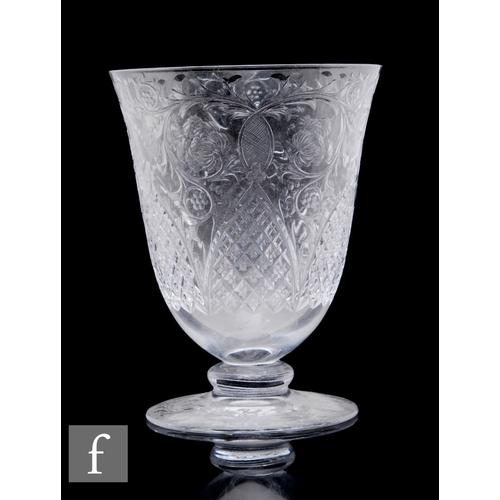 429 - An early 20th Century Thomas Webb & Sons clear crystal vase of footed bell form with polished in... 