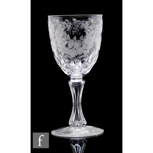 433 - A 19th Century Richardsons clear crystal goblet, the bowl cut, polished and engraved with stylised f... 