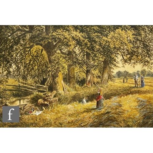 909 - ROBERT E. E. BUCKLEY (LATE 19TH CENTURY) - 'Haymaking', watercolour and body colour, signed and date... 