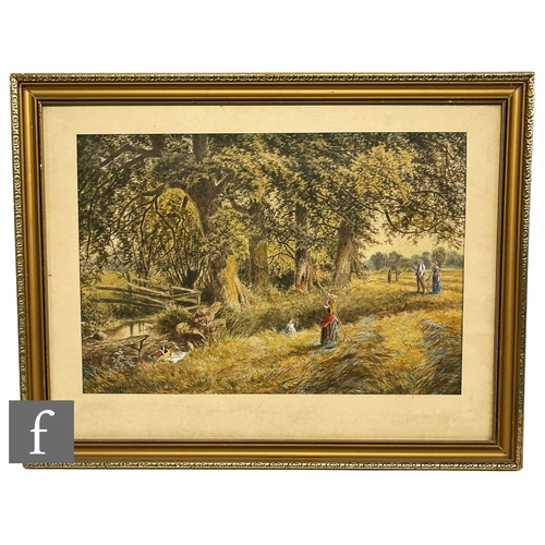 909 - ROBERT E. E. BUCKLEY (LATE 19TH CENTURY) - 'Haymaking', watercolour and body colour, signed and date... 