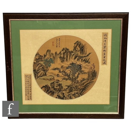 911 - CHINESE SCHOOL (LATE 20TH CENTURY) - A bird perched on a flowering branch, watercolour on silk, fram... 