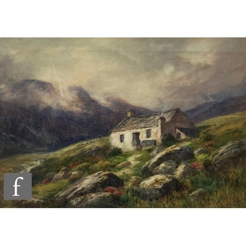 917 - PETER GHENT, RCA (1857-1911) - 'A shepherd's cottage in the Welsh mountains', watercolour, signed, f... 