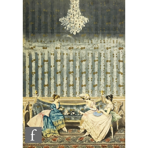 918 - GIANNI (ITALIAN, LATE 19TH CENTURY) - Elegant ladies in an interior, watercolour, signed, framed, 48... 