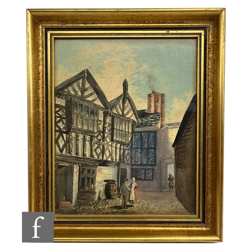 927 - ENGLISH SCHOOL (LATE 19TH CENTURY) - The Bear and Billet Inn, Chester, watercolour, signed with init... 