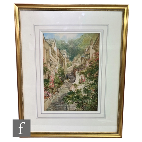 928 - WALTER HENRY SWEET (1889-1943) - 'Clovelly High Street', watercolour, signed, framed, 36cm x 26cm, f... 