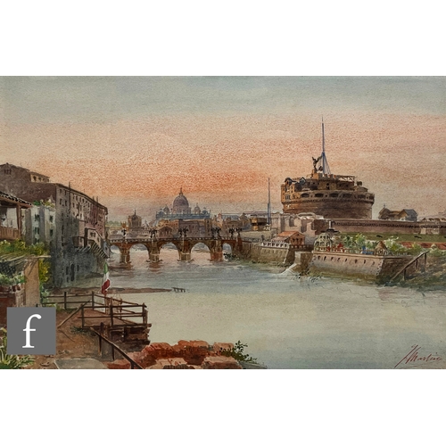 930 - F. MARTIN (ITALIAN, EARLY 20TH CENTURY) - 'Castle and Bridge of St. Angelo, Venice', watercolour, si... 