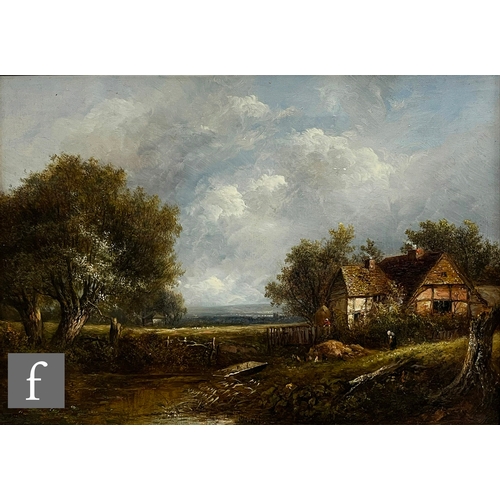 931 - JOSEPH THORS (1835-1920) - An old farm in an extensive wooded landscape, oil on canvas, signed, fram... 