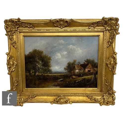 931 - JOSEPH THORS (1835-1920) - An old farm in an extensive wooded landscape, oil on canvas, signed, fram... 