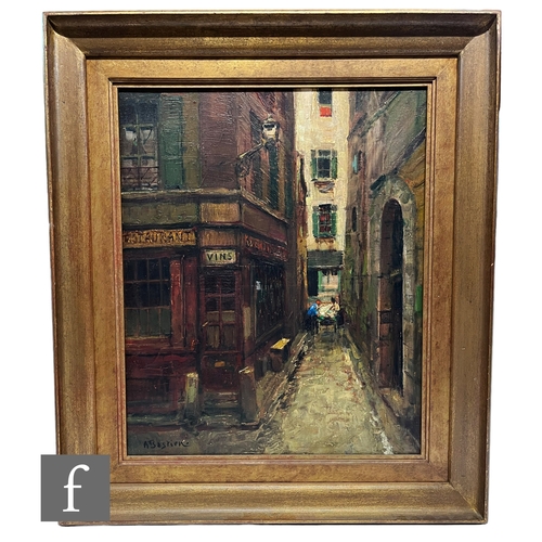 943 - ALFRED THEODORE JOSEPH BASTIEN, BELGIAN (1873-1955) - 'La Ruelle', oil on canvas, signed, framed, 61... 