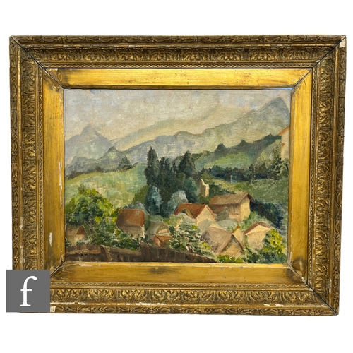 956 - ALYS M. FITCH (20TH CENTURY) - 'Pinnacles in Austria', oil on canvas, signed, bears artist's label a... 