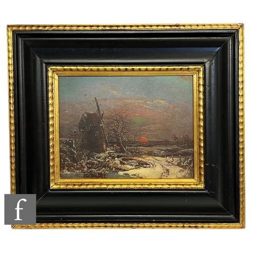 958 - CHARLES BROOKES BRANWHITE (1851-1929) - 'A Wintry Landscape', oil on panel, signed with initials, in... 