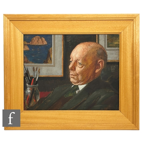 978 - BERNARD TOZER PIKE (1908-1996) - Portrait of a gentleman in an artists studio, oil on canvas, inscri... 