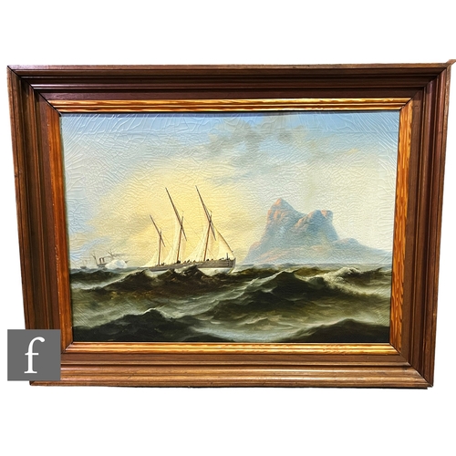 994 - ANGLO CHINESE SCHOOL (CIRCA 1900) - A three masted sailing boat at sea, oil on canvas, framed, 66cm ... 