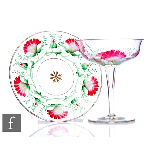 577 - A late 19th to early 20th Century Theresienthal glass stemmed dessert or champagne coupe with under ... 