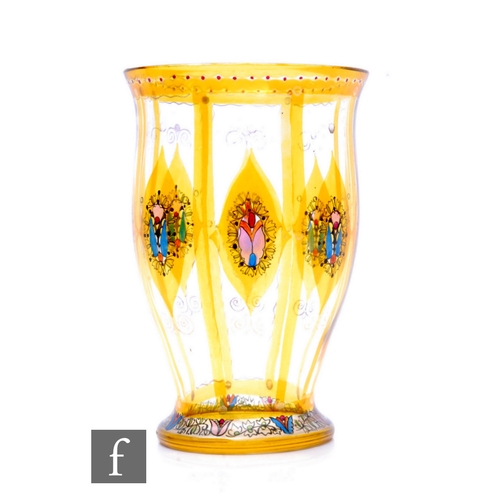 578 - A Bohemian Haida J. Oertel & Co hand painted glass goblet circa 1915 to 1920, the domed foot to ... 