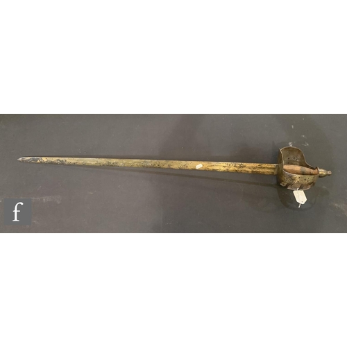 749 - A mid 18th century heavy Dragoon Troopers hilted broadsword, the 94cm blade etched with the legend V... 