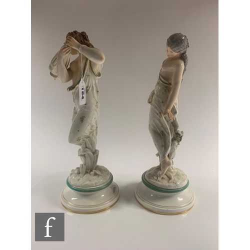 184 - A pair of Royal Worcester companion figures titled Evening Dew and Morning Dew circa 1870, each mode... 