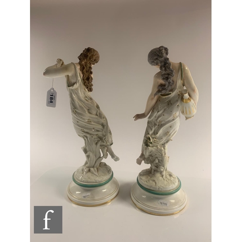 184 - A pair of Royal Worcester companion figures titled Evening Dew and Morning Dew circa 1870, each mode... 