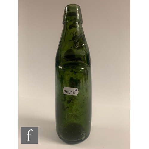 806 - A Codd bottle, dark green, by P A Green, Queen Street, West Bromwich.