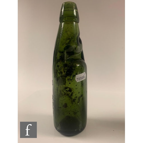 807 - A Codd bottle, dark green, by P A Green, Queen Street, West Bromwich.