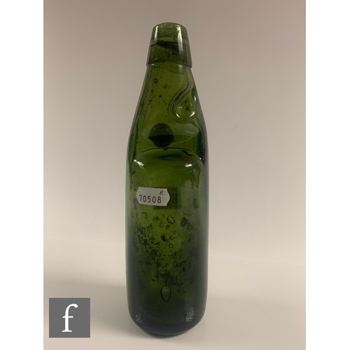 809 - A Codd bottle, dark green, by P A Green, Queen Street, West Bromwich.