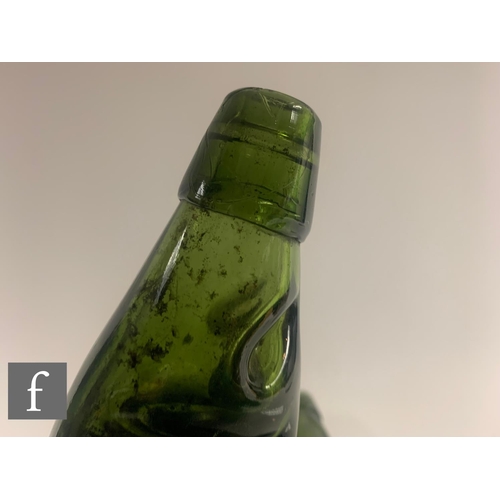 810 - Three Codd bottles, dark green, by P A Green, Queen Street, West Bromwich, all cracked. (3)