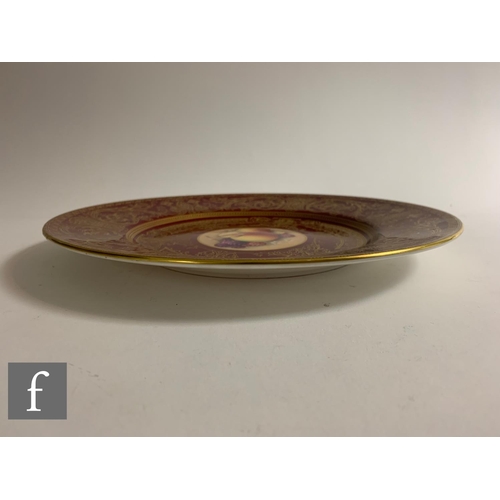 72 - A later 20th Century Royal Worcester Fallen Fruits cabinet plate, the central round hand enamelled w... 